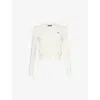 Polo Ralph Lauren Womens Round-neck Two-welt-pockets Cotton Cardigan White In White