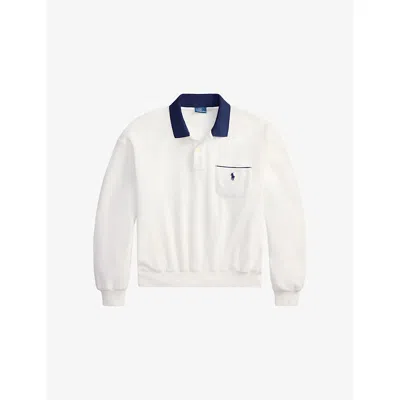 Polo Ralph Lauren Womens White Terry Logo-embroidered Cotton-jersey Polo