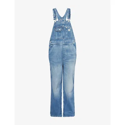 Polo Ralph Lauren Womens  Multi-pockets Wide-leg Denim-blend Dungarees In Winnie Wash
