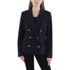 Polo Ralph Lauren Womens Wool Suit Separate Double-breasted Blazer In Blue