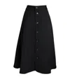 Polo Ralph Lauren Wool Crepe Buttoned Skirt In Black