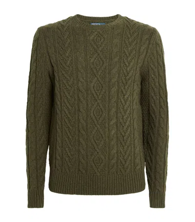 Polo Ralph Lauren Wool-alpaca Cable-knit Sweater In Green