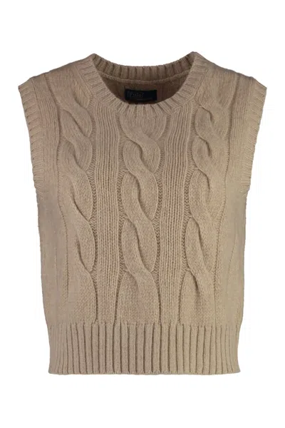 Polo Ralph Lauren Wool And Cashmere Blend Vest In Beige