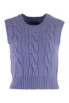 Polo Ralph Lauren Cropped Cable Wool-cashmere Sweater In Purple