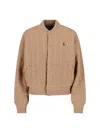 Polo Ralph Lauren Beige Wool And Cashmere Bomber Jacket Relaxed Fit In Brown