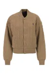 Polo Ralph Lauren Wool And Cashmere Bomber Jacket With Cable Knit In Brown