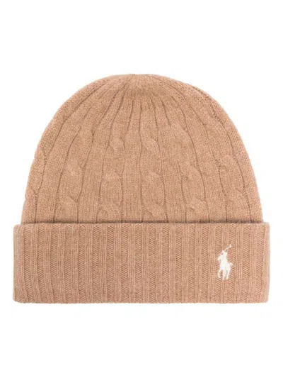 Polo Ralph Lauren Wool And Cashmere Braided Hat Accessories In Beige