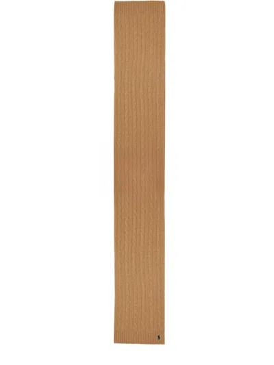 Polo Ralph Lauren Sciarpa In Lana E Cashmere A Trecce In Brown