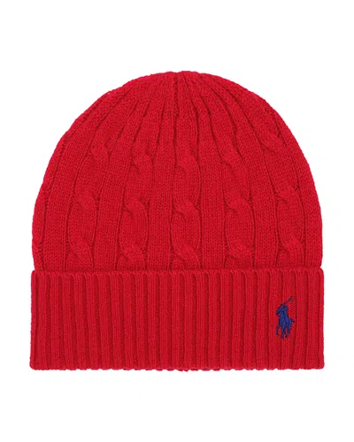 Polo Ralph Lauren Wool & Cashmere Cable Beanie In Red