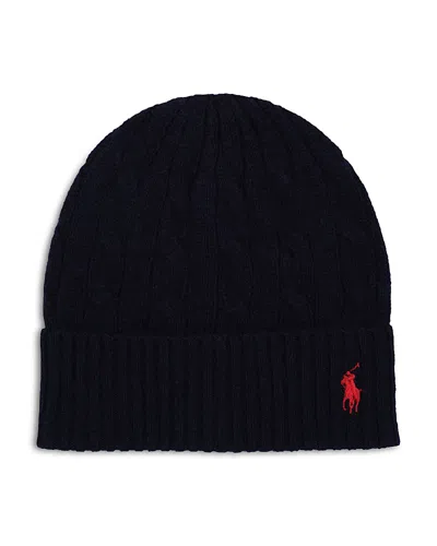 Polo Ralph Lauren Wool & Cashmere Cable Beanie In Black