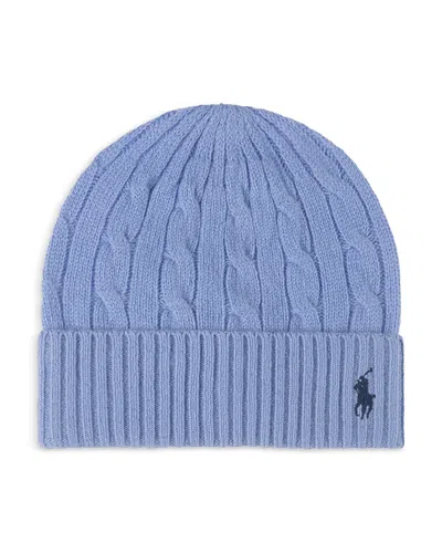 Polo Ralph Lauren Wool & Cashmere Cable Beanie In Blue