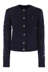 Polo Ralph Lauren Pony Cable-knit Wool And Cashmere Cardigan In Blue