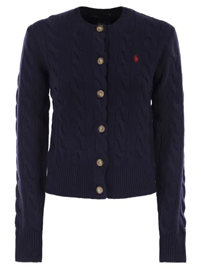 POLO RALPH LAUREN WOOL AND CASHMERE CABLE KNIT CARDIGAN