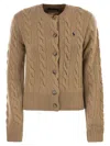 Polo Ralph Lauren Wool And Cashmere Cable Knit Cardigan In Brown