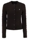 Polo Ralph Lauren Wool And Cashmere Cable Knit Cardigan In Brown