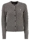 Polo Ralph Lauren Wool And Cashmere Cable Knit Cardigan In Gray