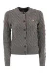 Polo Ralph Lauren Wool And Cashmere Cable Knit Cardigan In Gray