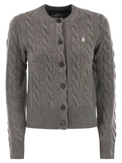 Polo Ralph Lauren Wool And Cashmere Cable Knit Cardigan In Black