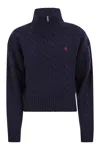 Polo Ralph Lauren Wool And Cashmere Cable Knit Jumper In Blue