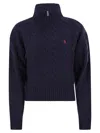 Polo Ralph Lauren Wool And Cashmere Cable Knit Jumper In Blue