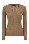Polo Ralph Lauren Wool And Cashmere Cable Knit Jumper In Brown