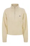 Polo Ralph Lauren Wool And Cashmere Cable Knit Jumper In Neutral