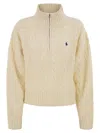 Polo Ralph Lauren Wool And Cashmere Cable Knit Jumper In Neutral