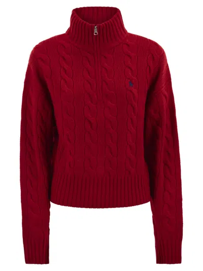 Polo Ralph Lauren Wool And Cashmere Cable Knit Jumper In Red