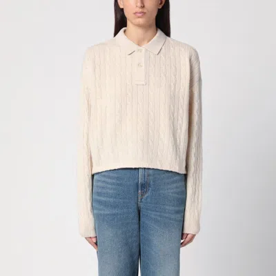POLO RALPH LAUREN WOOL AND CASHMERE CABLE-KNIT POLO SHIRT