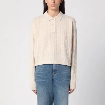 POLO RALPH LAUREN POLO RALPH LAUREN WOOL AND CASHMERE CABLE-KNIT POLO SHIRT