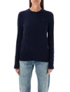 Polo Ralph Lauren V Neck Sweater With Braids In Blue