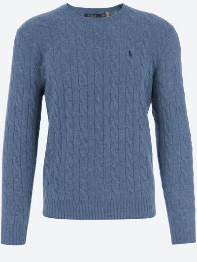 Polo Ralph Lauren Wool And Cashmere Cable Knit Sweater In Blue
