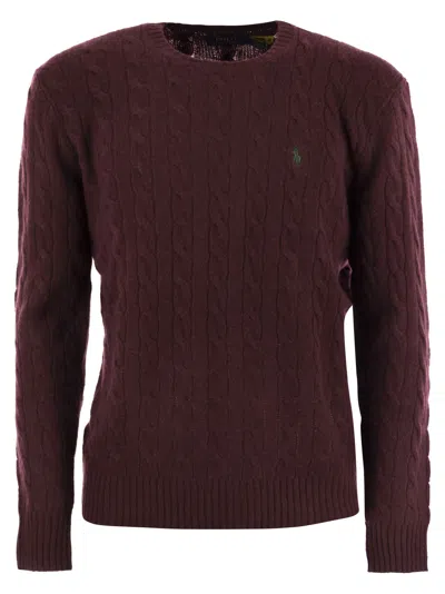 Polo Ralph Lauren Wool And Cashmere Cable Knit Sweater In Brown