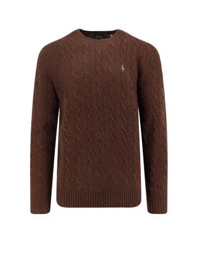 Polo Ralph Lauren Wool And Cashmere Cable Knit Sweater In Brown
