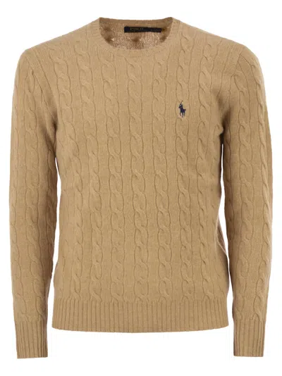 Polo Ralph Lauren Wool And Cashmere Cable Knit Sweater In Brown