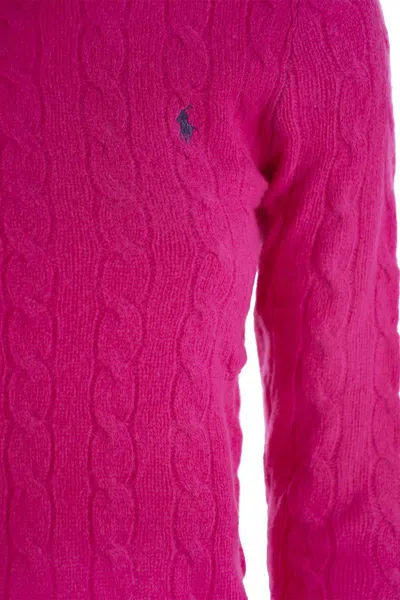 Polo Ralph Lauren Wool And Cashmere Cable-knit Jumper In Fuchsia