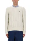 Polo Ralph Lauren Wool And Cashmere Cable Knit Sweater In Neutral