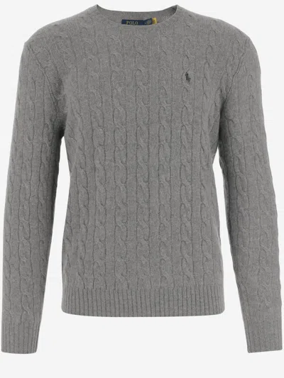 Polo Ralph Lauren Wool And Cashmere Cable Knit Sweater In Gray