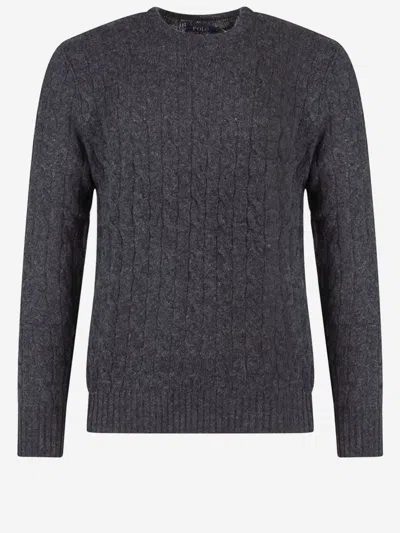 Polo Ralph Lauren Wool And Cashmere Cable Knit Sweater In Gray