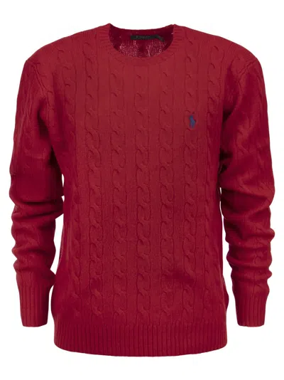 Polo Ralph Lauren Wool And Cashmere Cable-knit Sweater In Red
