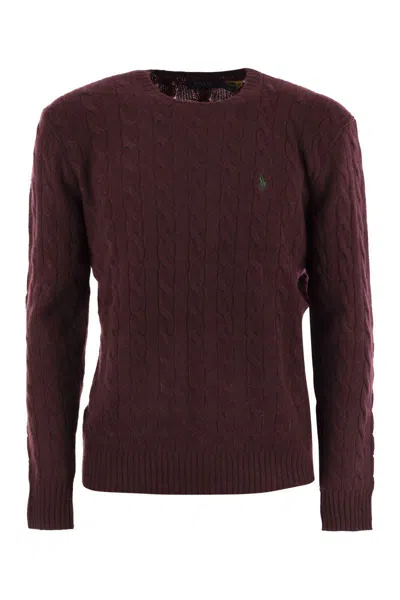 Polo Ralph Lauren Wool And Cashmere Cable-knit Sweater In Burgundy