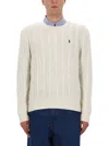 Polo Ralph Lauren Classic Cable-knit Sweater With Ribbed Hem And Embroidered Logo In White
