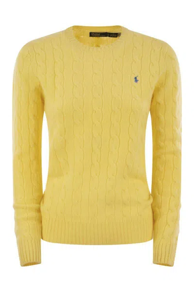 Polo Ralph Lauren Wool And Cashmere Cable Knit Sweater In Yellow