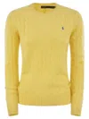 Polo Ralph Lauren Citron Yellow Cotton Sweater With Signature Pony Motif In Yellow