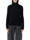 Polo Ralph Lauren Wool And Cashmere Cable-knit Turtleneck In Black
