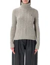 Polo Ralph Lauren Wool And Cashmere Cable-knit Turtleneck In Gray