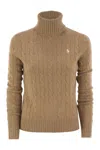 Polo Ralph Lauren Wool And Cashmere Cable-knit Turtleneck Sweater
