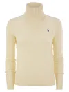 Polo Ralph Lauren Wool And Cashmere Cable-knit Turtleneck Sweater In Cream