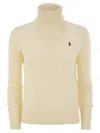 Polo Ralph Lauren Wool And Cashmere Cable-knit Turtleneck Sweater In Neutral