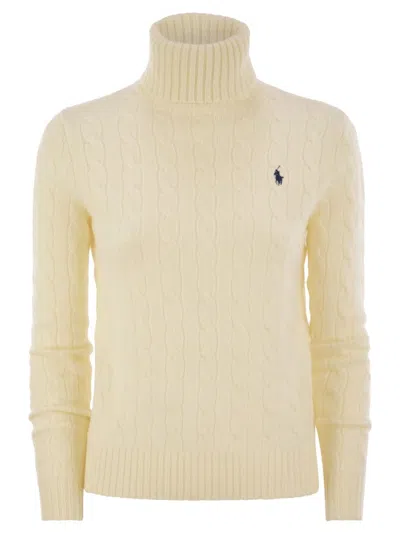 POLO RALPH LAUREN WOOL AND CASHMERE CABLE-KNIT TURTLENECK SWEATER